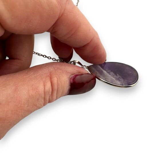 Amethyst Pendant Necklace Silver Wrapped - Picture 10 of 10